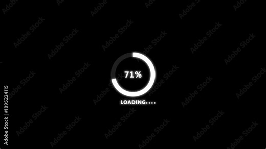 Loading animation, circle loading icon, circle loading with loading bar 0-100 percent.