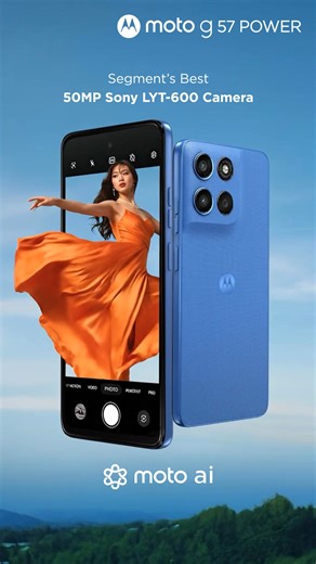 Experience the all-new moto g57 POWER with a segment-leading 50MP Sony LYTIA 600 camera, enhanced by motoAI. Stay unstoppable for up to 60 hours on a single charge with the segment’s leading 7000mAh silicon-carbon battery, engineered for a slimmer, more comfortable design. Take on anything with the segment’s most durable 6.72"" FHD 120Hz display, protected by Gorilla Glass 7i and equipped with IP64 water resistance to handle everyday challenges with ease. Launching on 24th November on Flipkart, 