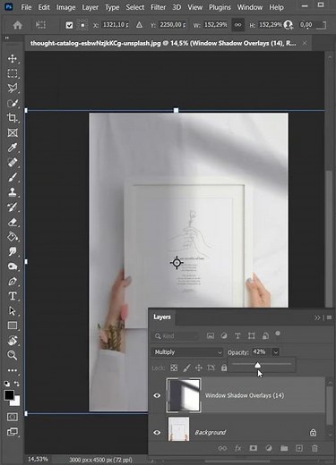 Window Shadow Overlays Photoshop. Blinds Shadows, Frame Shadow, Action. How to Work.
