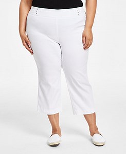 JM Collection Plus Size Tummy Control Pull-On Capri Pants, Exclusively at Macy's - Macy's