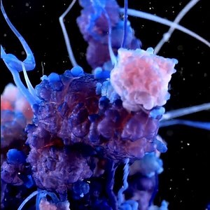 This is a solution of sodium silicate — metal salt has been added. 🧪 The salt partially dissolves in the water and the ions react to form a thin layer of insoluble cobalt silicate. This layer is semi-permeable and the concentrated salt solution inside the tube pushes outwards due to osmosis. This bursts the tube, releasing more salt solution and forming a new tube, and the process continues. | Science Channel