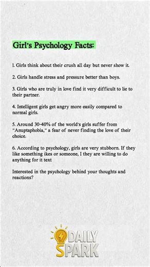 Girls’ Psychology Facts You Didn’t Know 💭💖