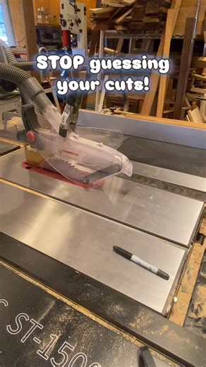 Before you fire up the table saw… try THIS trick first! Ever get that “hold your breath and hope for the best” feeling lining up a cut? Yeah… no thanks. Here’s the old-school way to nail perfect alignment every time:✏️ Grab a Sharpie.📏 Grab a straight edge.🪚 A couple quick scribbles, a clean line and boom—your cut is dialed in exactly where you want it. If you love a tip that keeps your fingers attached and your boards straight, this one’s for you. #WoodworkingTips #TableSawTricks #Woodworkers