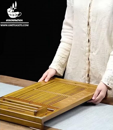 Solid Wood Tea Tray With Cup Holder