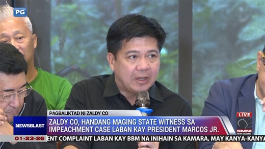 Handa raw maging state witness si ex-Congressman Zaldy Co para palakasin ang impeachment case na ihahain sa Kamara laban kay Pangulong Ferdinand Marcos Jr. | via MJ Mondejar Mga kapartner mag-subscribe na sa ating YouTube channel: https://www.youtube.com/@Newsblast.Online?sub_confirmation=1 | Newsblast