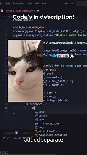 Snake in Python🐍?? #coding #programming #correctcoding #python #snake