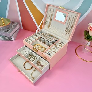 Large Jewelry Box for Women, Personalized Jewelry Organizer Box 3-layer, Jewellery Box With Mirror and Lock, Earring Necklace Storage Box, - Etsy