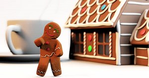 Animated Gingerbread Man Dancing in Festive Scene