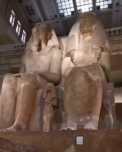 Monumental statue of Amenhotep III and Queen Tiye in egyptian museum in cairo in egypt. | Treasures of ancient Egypt