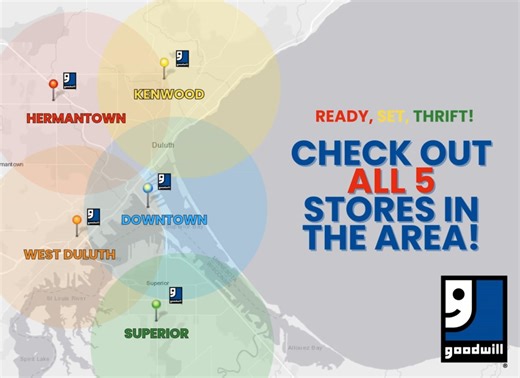Our Garfield outlet location is just a portion of what we have to offer! Our Duluth/Superior area has 5 LOCATIONS of treasures waiting just for you 😄 We encourage donations at any of these locations - check them out today! Here is the closest store to you based on your area: Hermantown → 4716 Lindgren Rd UMD/Chester Park/Congdon → 1352 W Arrowhead Rd UWS/Superior → 2911 Tower Ave West Duluth/Denfeld → 4609 Grand Ave Downtown/Industrial Park → 700 Garfield Ave (OUTLET LOCATION) Each location has