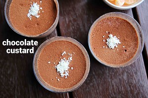 chocolate custard recipe | eggless chocolate pudding custard recipe