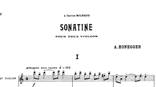 【曲谱同步】奥涅格 - 双小提琴小奏鸣曲 H.29