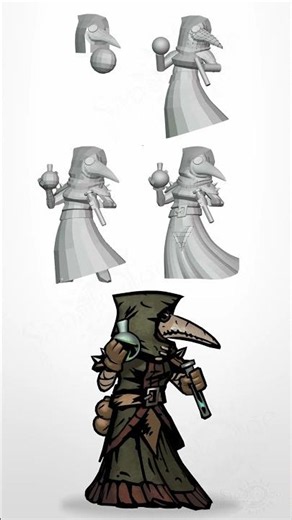 Plague doctor darkest dungeon turnaround #comic #darkestdungeon #videogame #blender3d #3dart