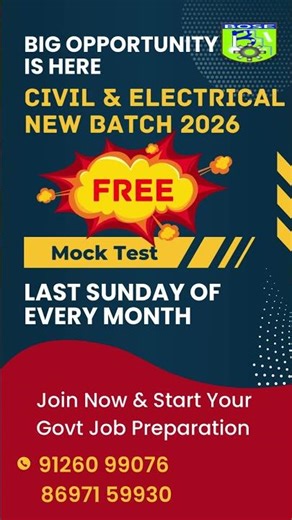 Free SSC JE Mock Test 🔥 | Last Sunday Every Month | Bose Institute of Engineers