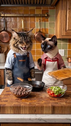 Tiny chefs are back with tacos on the menu 🌮🐾 #catvideos #foodshorts #cutecats