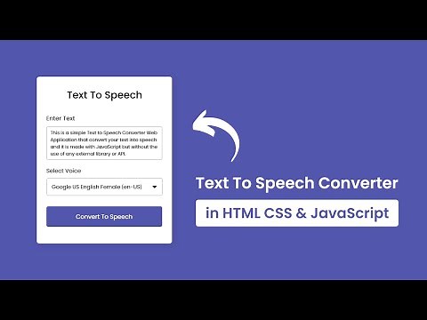 Text To Speech Converter in HTML CSS & JavaScript | No External Library or API Used