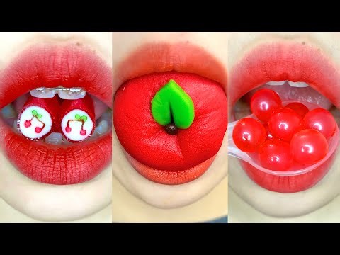 asmr RED FOODS eating sounds