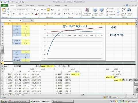 Excel Graph with Tangent Lines and Area Under the Curve pt 3