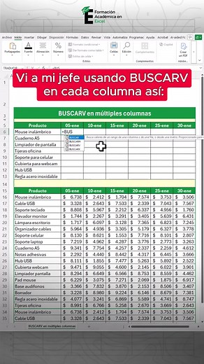 Aprende a usar BUSCARV con miles de datos sin tener que repetir la función manualmente. 😎 #excel