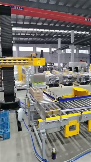 Fully automatic stacking and palletizing machine for boxes cartons #machine #foodprocessingmachine