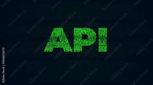 Api technology animation made of digital code symbols for software and data systems