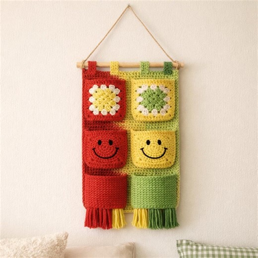 Crochet Wall Hanging Organizer Pattern PDF | Boho Wall Storage With 9 Pockets | Crochet Wall Pocket Organizer | Home Storage Crochet Pattern - Etsy
