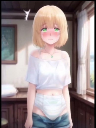 Anime girl poops and pees in her diaper - ABDL