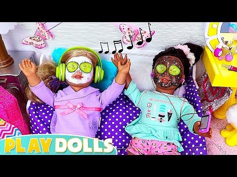 Dolls Beauty Spa & Sleepover Party! PLAY DOLLS creative ideas with friends