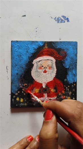 Santa mini Canvas acrylic colour painting #art #marrychristmas #painting #youtubeshorts #shorts