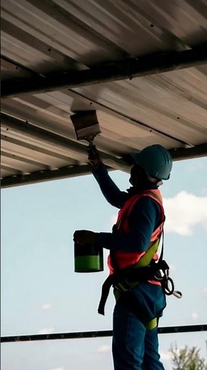 Simple process of painting zinc roof tiles #shorts