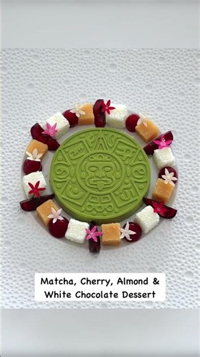 Michelin Star Matcha, Cherry, Almond & White Chocolate Dessert Plating #shorts