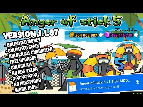 NEW UPDATE!! ANGER OF STICK 5 MOD APK V1.1.87 UNLIMITED MONEY UNLOCK ALL
