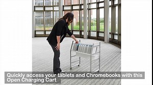 Offex Rolling Open Charging Cart with Steel Frame, Cord Management Included - Stores up to 16 Tablet or Chromebook