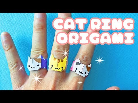 【遊べる折り紙】猫の指輪の折り方音声解説付☆動物の指輪シリーズ・Origami Cat ring tutorial/アクセ/たつくり