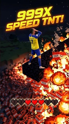 10,000 TNT vs 100 HEARTS! 😱 CAN RONALDO SURVIVE? ⚽🔥 #shorts #minecraft #ronaldo