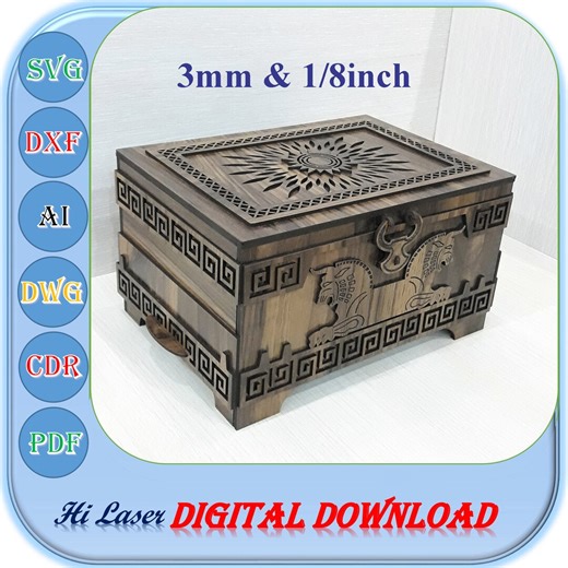 3mm 1/8 Inch Jewelry Box Svg Dxf File, Wooden Jewelry Box With 2 Drawer Laser Cut File, Laser Cut Jewelry Box - Etsy