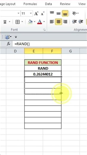 Rand Function in excel