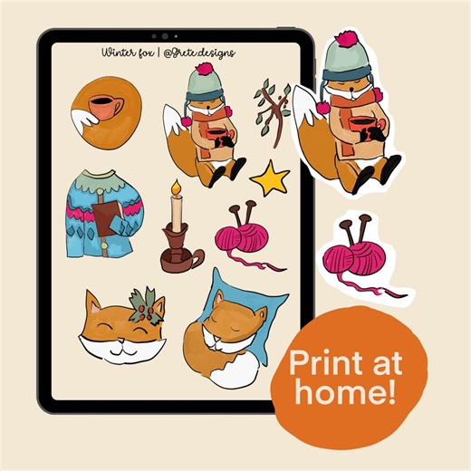 Winter Fox Digital Stickers Goodnotes - Etsy