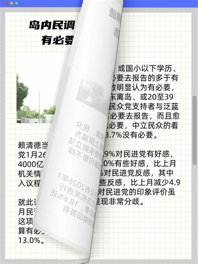 岛内民调：过半认为赖清德有必要去立法机关报告 #台湾 #赖清德 #民进党 #两岸