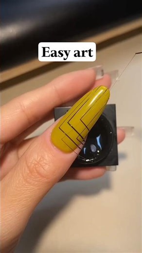 yellow & black lines nail design #shorts #yellownails #blacknail #nailqueenshorts #trendingshorts