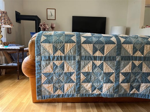 Vintage Blue and Cream Star Quilt 49 X 50 – Handmade Two Color Patchwork Quilt - Etsy