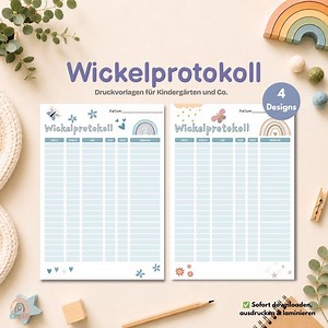 4 Wickelprotokoll-Vorlagen für die Krippe | Vorlagen für Erzieher | Wickelliste Kindergarten | Wickeltagebuch - Etsy.de