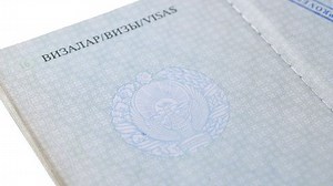 put a stamp in the passport: USA visa, approved. passport printing