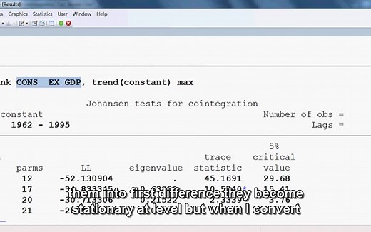 Johansen Cointegration Test —— 如何用stata做Johansen检验，来自Youtube的三个案例