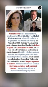 Natalie Wood was a radiant Hollywood icon, celebrated for classics like West Side Story and Rebel Without a Cause, whose life ended in a profound tragedy that still resonates with film history. In November 1981, during a Thanksgiving weekend yacht trip off Catalina Island, the 43-year-old actress was tragically lost in a drowning accident. Her sudden and unexpected passing shocked the world and brought a quiet sadness to Hollywood. Though her life was cut short, Natalie Wood left behind a powerf