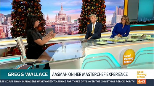 Journalist and broadcaster Aasmah Mir recalls her experience with Gregg Wallace on Celebrity Masterchef. She tells Susanna and Richard about the comments Wallace made during her appearance on the show in 2017. | Good Morning Britain