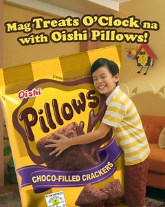1K reactions · 19 shares | Gusto mo ng fun-filled bonding time with the kids?‍‍‍ Mag Treats O’Clock na tuwing 3pm with OISHI PILLOWS - crunchy chocolate cracker oozing with yummy choco filling! ☺️ ASC Ref. No: L0103P091624O | Oishi | Facebook