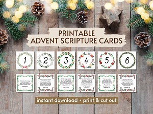 Printable Advent Scripture Cards, Christian Advent Calendar, Kids Advent Calendar, Nativity Printable, Christmas Countdown, Bible Verse Card - Etsy