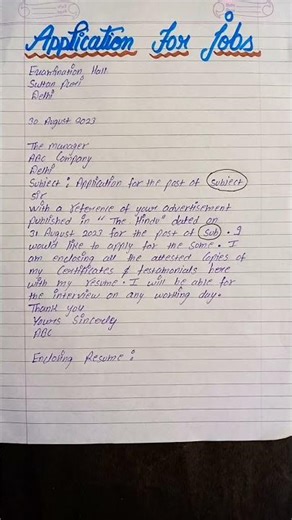 application for job kaise likhate hain l application for job class 12 format ll #application #job