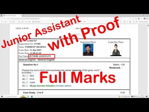 Full marks in Jkssb Junior assistant in computer section | Junior Assistant Paper